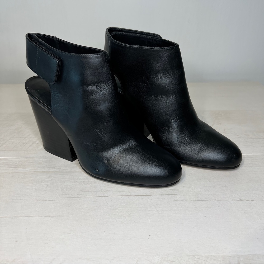 Vince Ingrid Black Leather Slingback Ankle Bootie